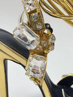 Sandalias de tacón alto con tiras cruzadas y diamantes de imitación 