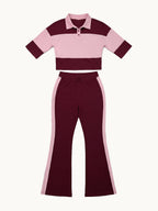 Colorblock Top Flare Pants Set