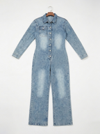 Button Down Denim Jumpsuit