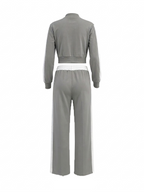 Sporty Jacket Wide Leg Pants Set