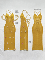 Crochet Flower Halter Backless Dress