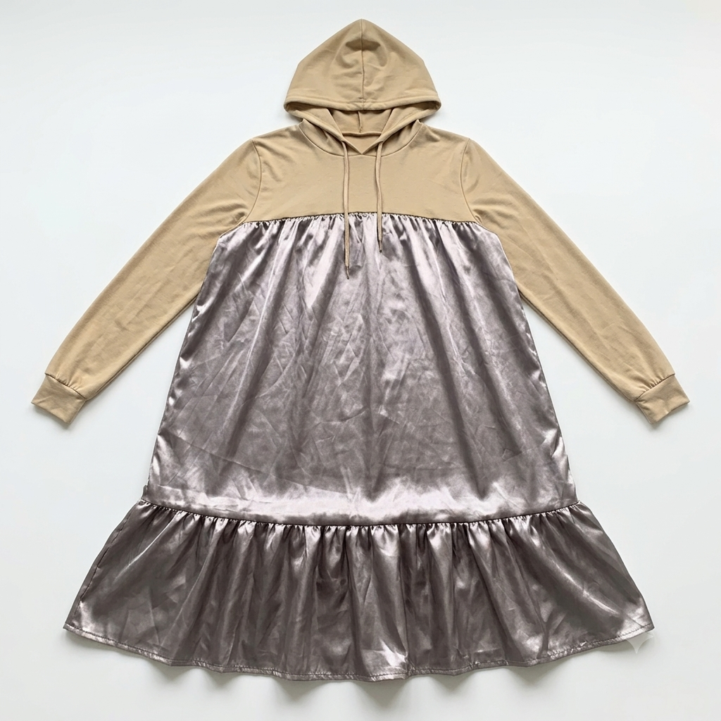 Plus Size Hooded Ruffle Midi Dress