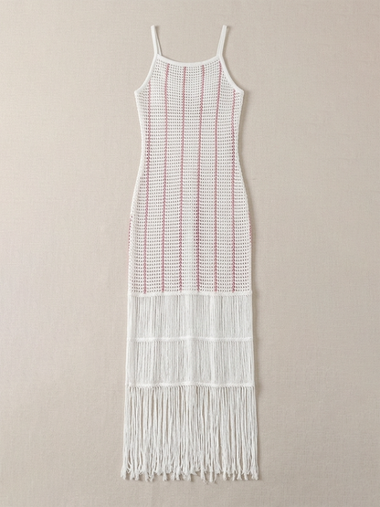 Crochet Fringe Sleeveless Beach Midi Dress