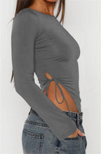 Long Sleeve Ruched Side Irregular Top
