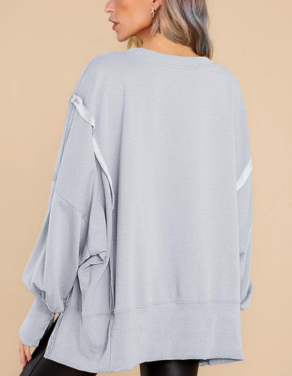 Crew Neck Long Sleeve Pullover Top