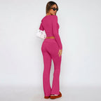 Two Piece Long Sleeve Tops Flare Leggings