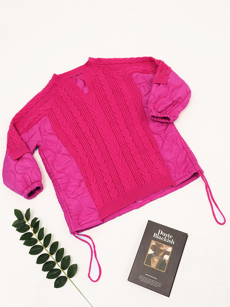 Chaquetas de plumón con cordón de punto de corte holgado informal Jersey 