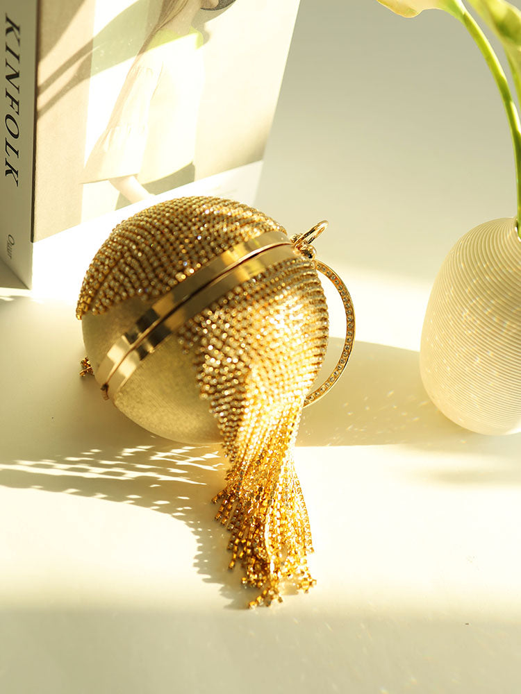 Bolso de mano con borlas de diamantes de imitación 