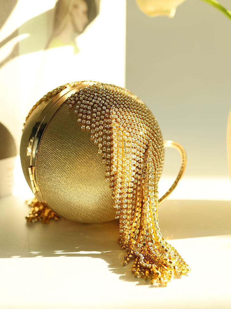 Bolso de mano con borlas de diamantes de imitación 
