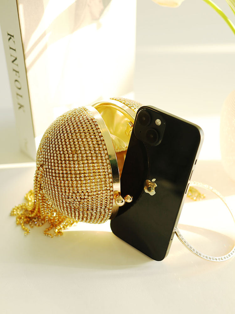 Bolso de mano con borlas de diamantes de imitación 