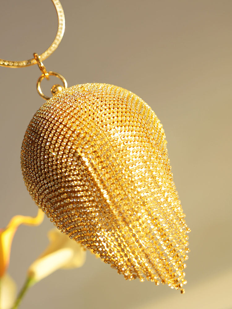 Bolso de mano con borlas de diamantes de imitación 