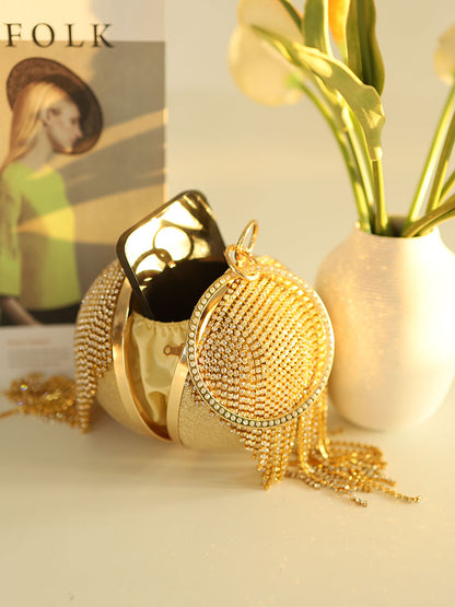 Bolso de mano con borlas de diamantes de imitación 