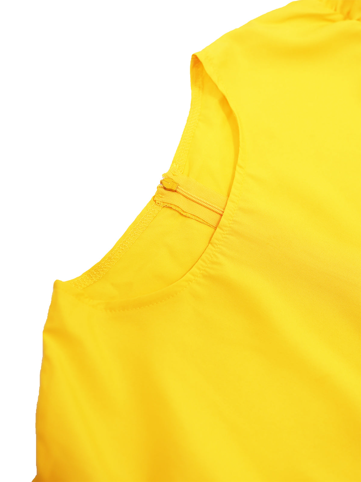 Vestido suelto con vuelo y mangas con volantes en bloques de color 