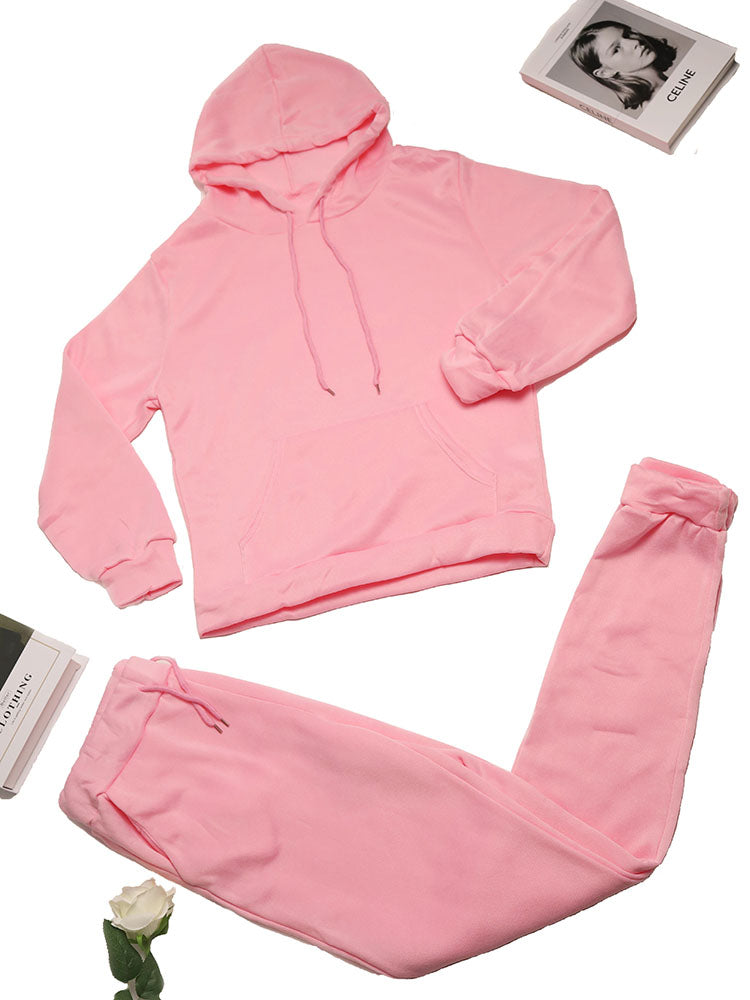 Conjunto de sudadera con capucha y pantalones deportivos con forro polar 