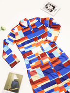 Plus Size Plaid Colorful Print Lapel Blazer Coat