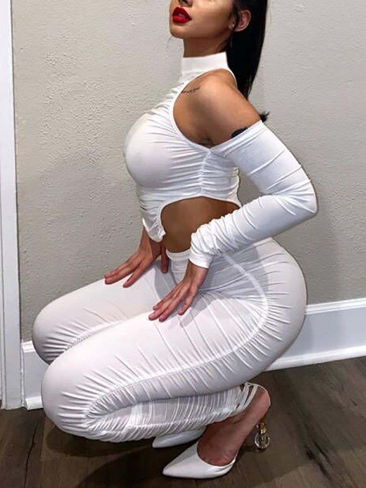 Two-Piece Off-Shoulder Pleated Pants Set