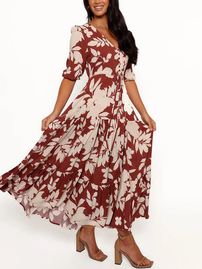 Floral Print A Line Flowy Dresses