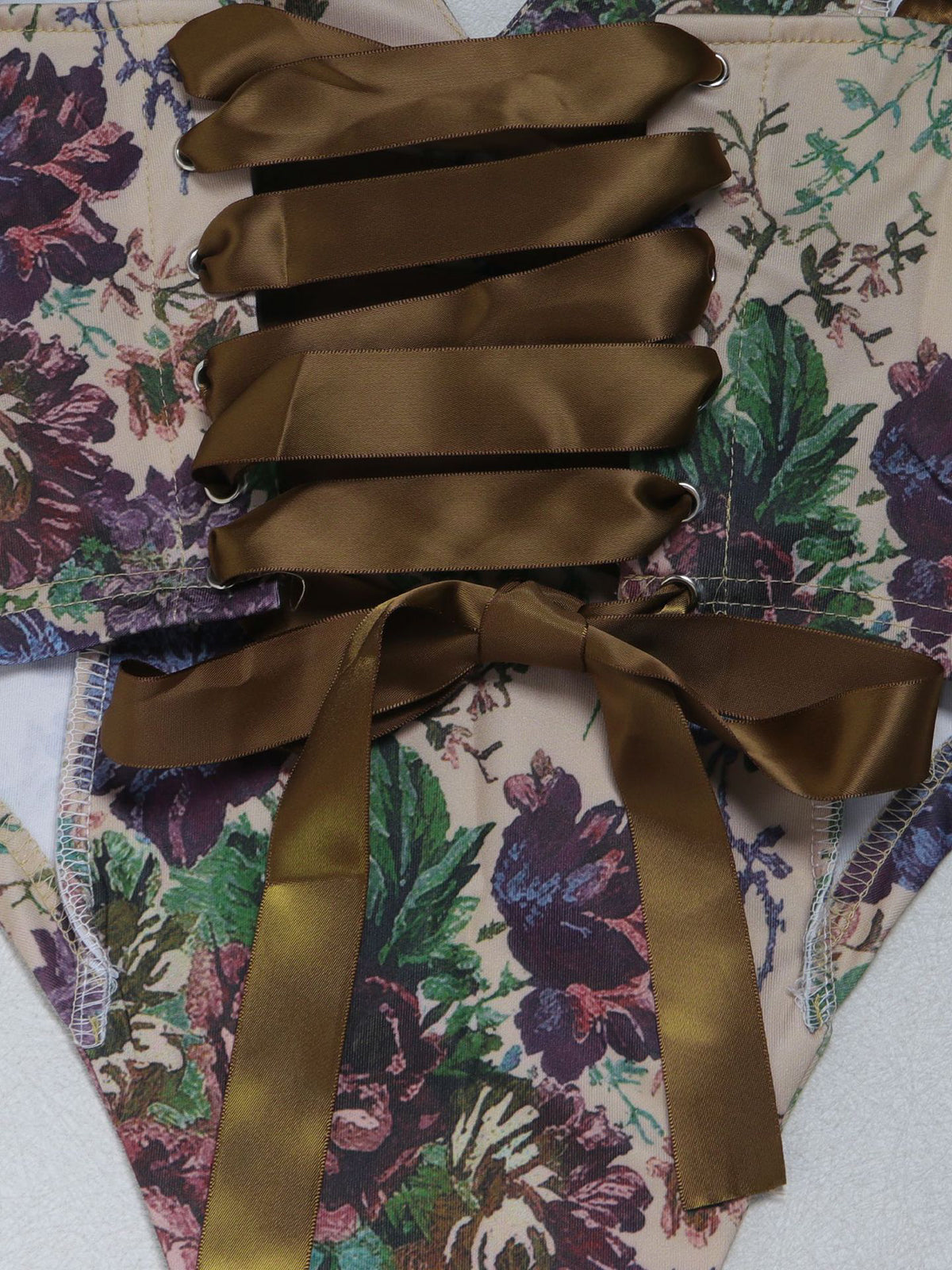 Two Pieces Print Lace-Up Cargo Pants Set