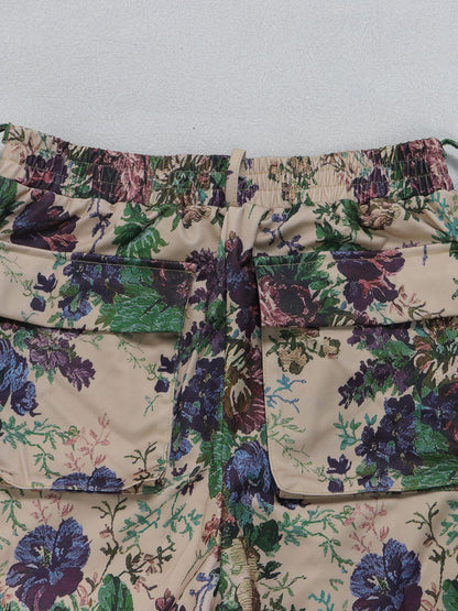 Two Pieces Print Lace-Up Cargo Pants Set