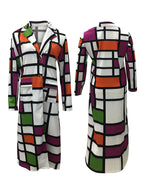 Plus Size Plaid Colorful Print Lapel Blazer Coat