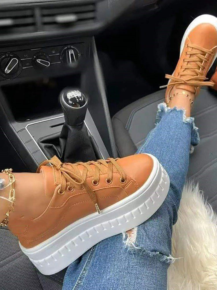 Zapatillas deportivas con plataforma gruesa de color liso 