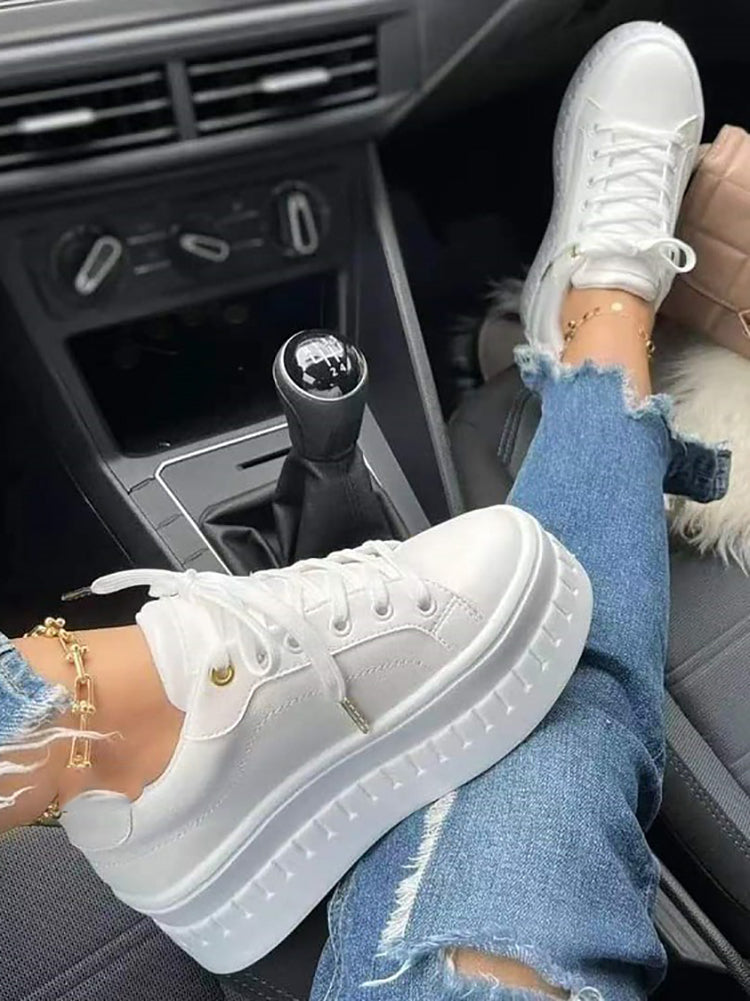 Zapatillas deportivas con plataforma gruesa de color liso 