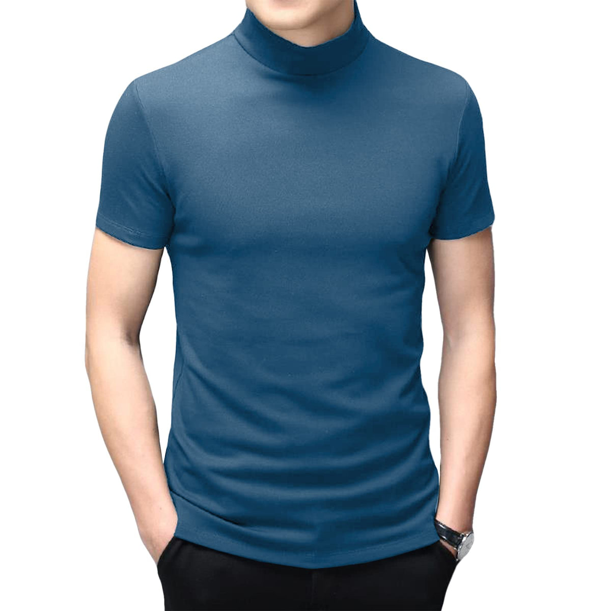 Mens Short Sleeve Turtleneck Tops