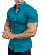 Camisas con botones de manga corta para hombre