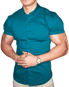 Camisas con botones de manga corta para hombre