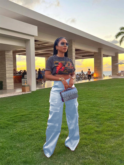 High Wasited Wide Leg Pants with Pockets