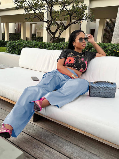 High Wasited Wide Leg Pants with Pockets