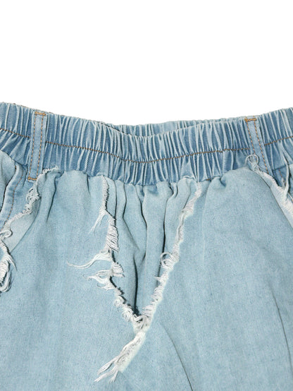 Distressed  Denim Harem Pants