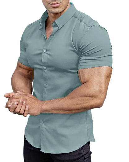 Camisas con botones de manga corta para hombre