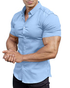 Camisas con botones de manga corta para hombre