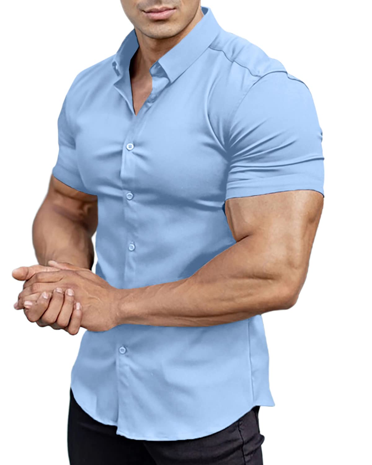 Camisas con botones de manga corta para hombre