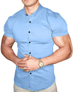 Camisas con botones de manga corta para hombre