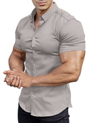 Camisas con botones de manga corta para hombre