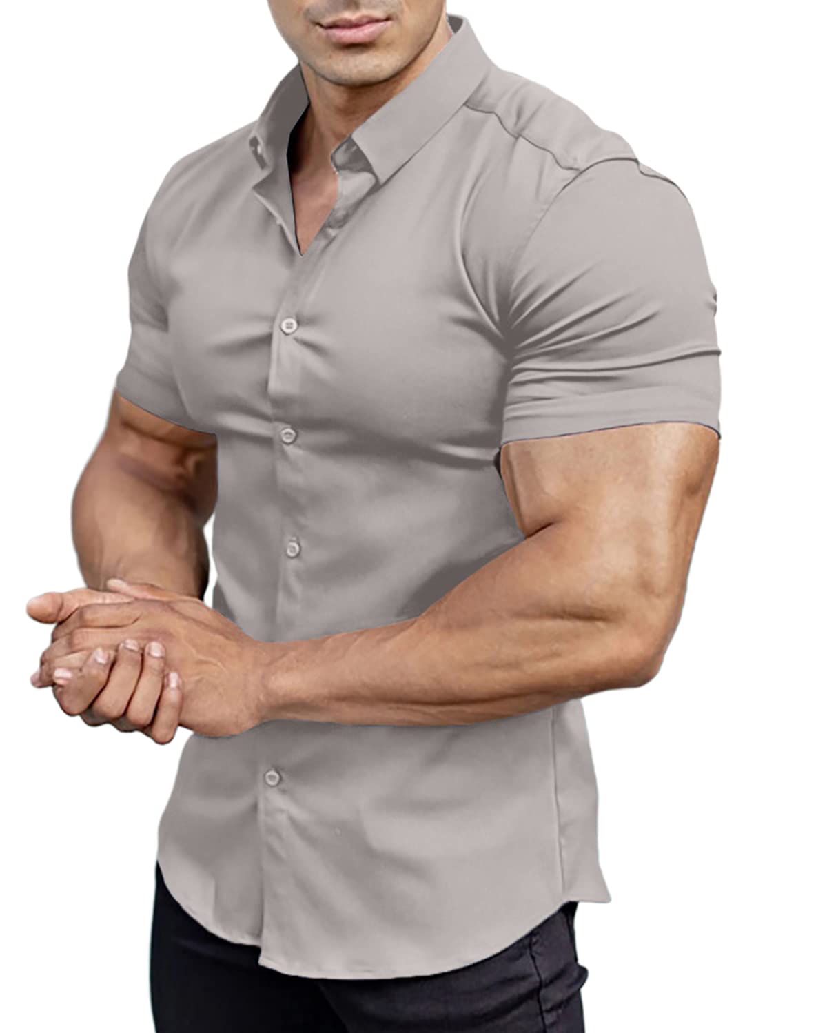 Camisas con botones de manga corta para hombre
