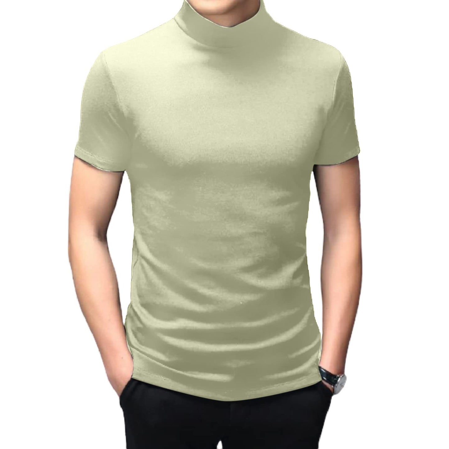 Mens Short Sleeve Turtleneck Tops