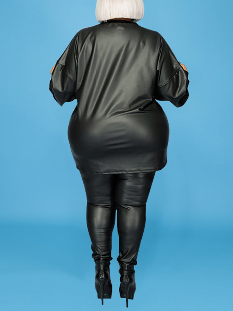 Conjuntos de cuero de dos piezas de talla grande 