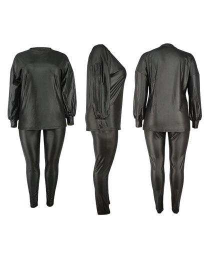 Conjuntos de cuero de dos piezas de talla grande 