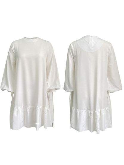 Vestidos elegantes de color liso con manga de burbuja 