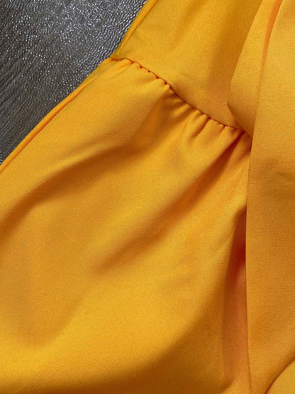 Vestidos elegantes de color liso con manga de burbuja 