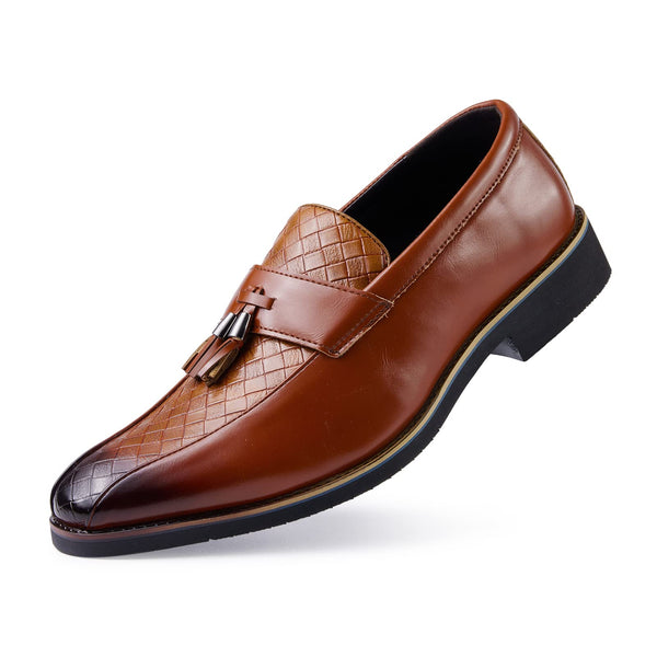 Mens Leather Weave Slip on Shoes