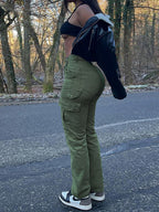 Straight Distressed Cargo Pants Jeans