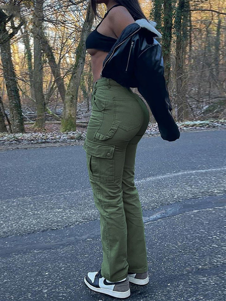 Straight Distressed Cargo Pants Jeans