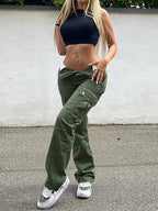 Straight Distressed Cargo Pants Jeans