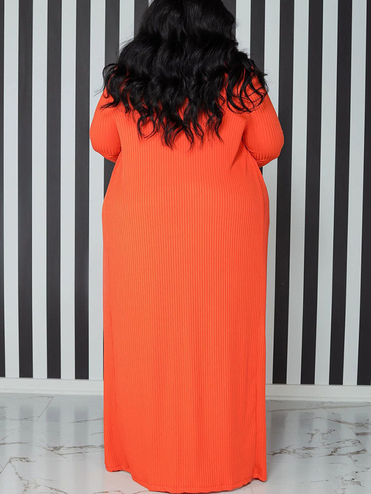 Conjuntos de cárdigan y vestido de tubo de color sólido de talla grande de dos piezas 