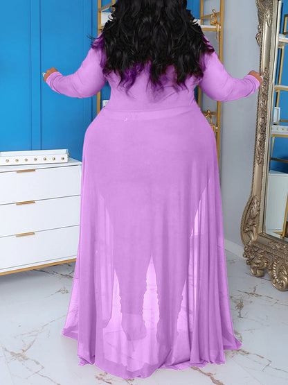 Plus Size Solid Color Patchwork Jumpsuit