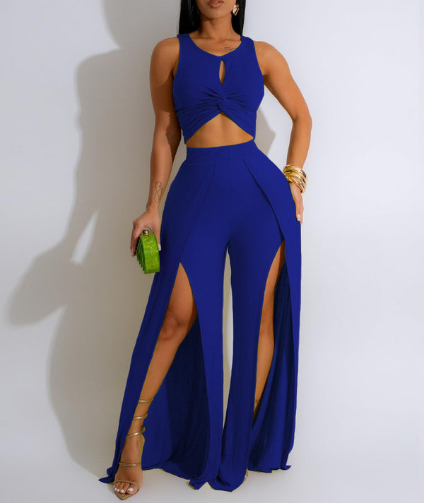 Two Piece Tank Top & Split Wide Leg Pants